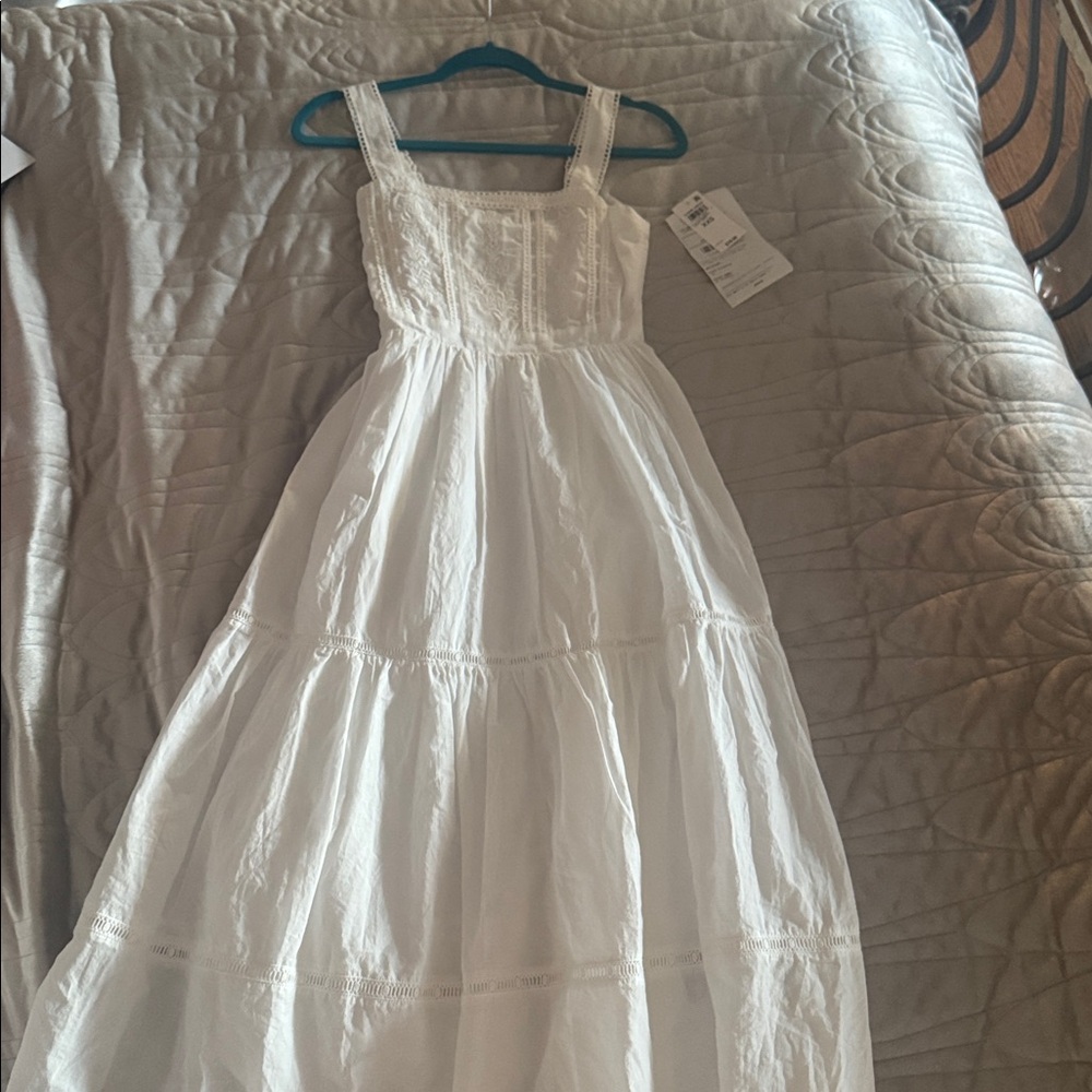 Women's White Tiered Midi Dress - Lightweight Summer Staple